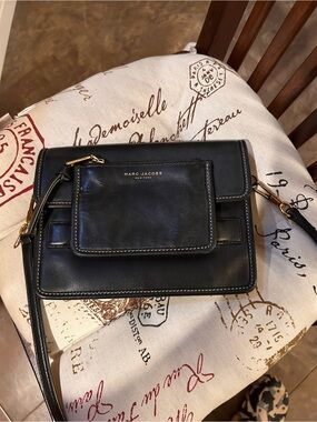 Marc Jacobs Black Leather Crossbody with Gold Hardware